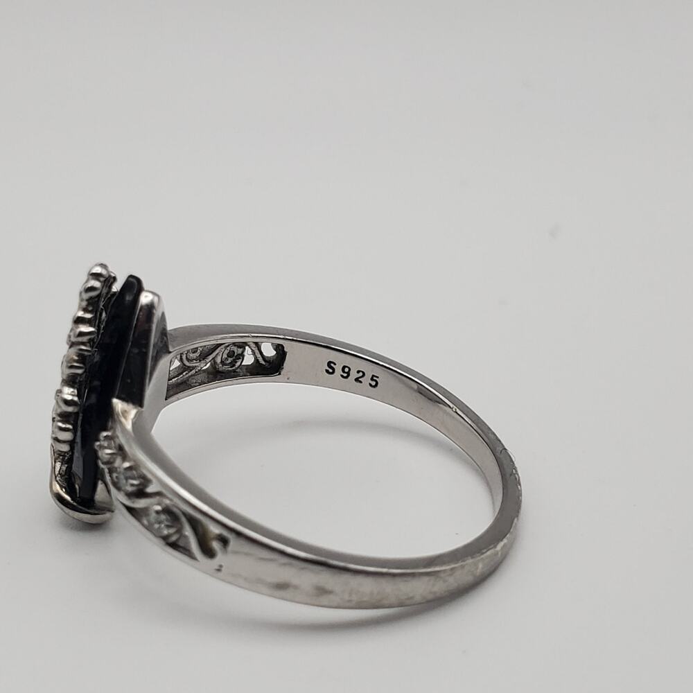 YFN Black Tourmaline Ring – Sterling Silver Crystal Tree of Life Design Size 10 - Picture 7 of 9